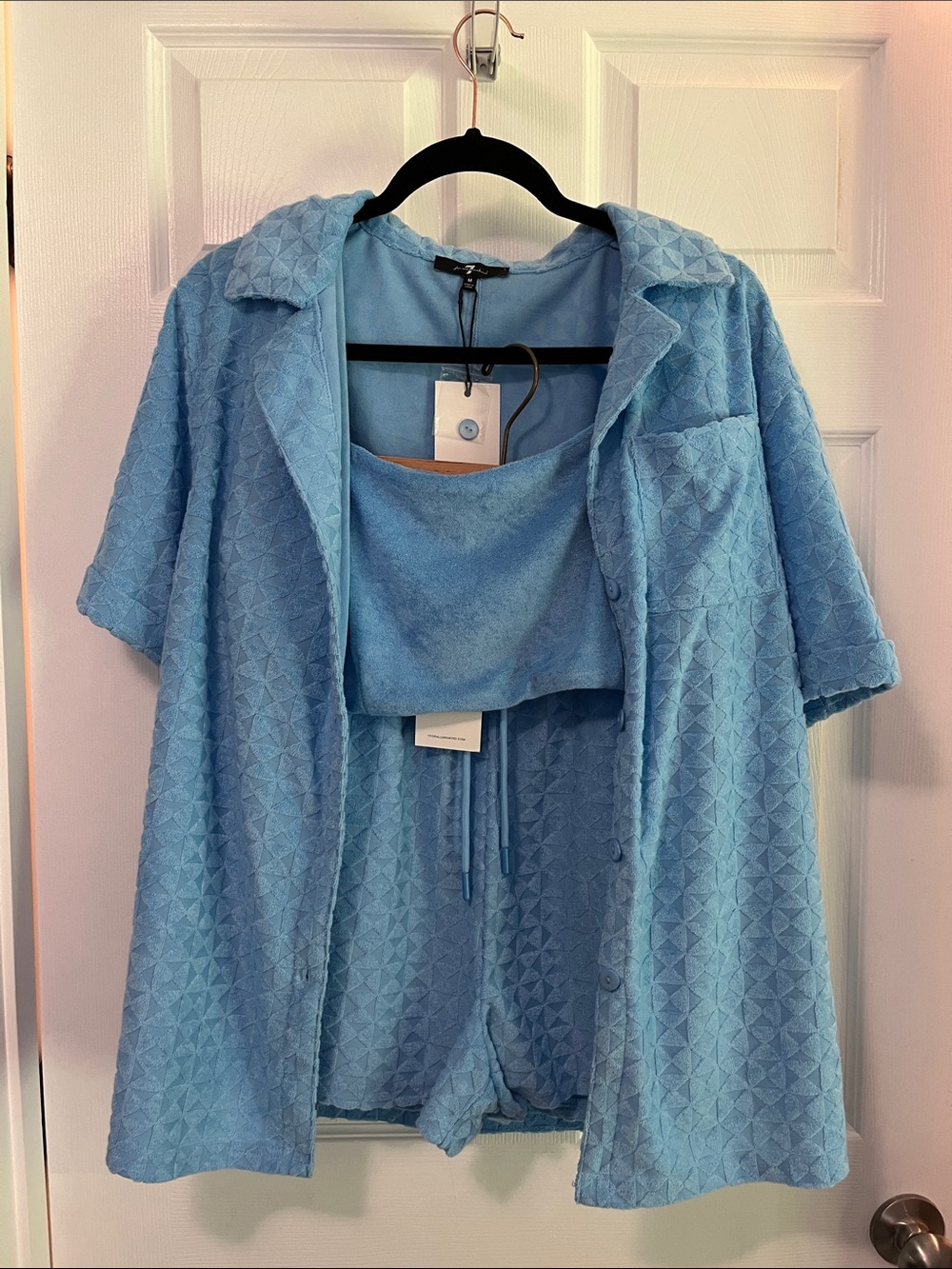 7 For All Mankind Light Blue Three-Piece Terry Set